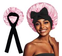 TEOZBLU 1 x Satin Sleeping Hat, Silk Hair Wrap for Sleeping, Soft and Comfortable Satin Sleep Cap, Adjustable for Men and Women, Bonnet, Pink