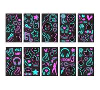 TEOZBLU 10 Sheets Neon Temporary Tattoos, Musical Neon Temporary Tattoos, Music Notes, Black Light UV Tattoos, Glow in the Dark-A