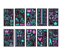 TEOZBLU 10 Sheets of Luminous Tattoos for Children, Safe and Easy to Use Neon Tattoos Skin-Friendly, Music Notes Numbers Crowns Black Light Tattoos-B