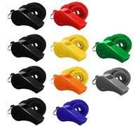 TEOZBLU 10pcs Plastic Sports Whistles Referee Whistles with Lanyard Whistles for Football Sports Teacher Coaches Emergency Survival Camping Lifeguards Party Whistles