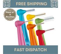 TEPE ANGLE Interdental brush Pack of 6 angled brushes, All Sizes and Colours