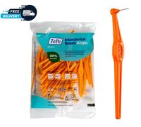 TePe Interdental Brush Angle, Angled Dental Brush for Teeth Cleaning, Pack of 25, 0.45 mm, Extra-Small/Small Gaps, Orange, Size 1