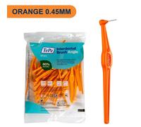 TePe Interdental Brush Angle, Angled Dental Brush for Teeth Cleaning, Pack of 25, 0.45 mm, Extra-Small/Small Gaps, Orange, Size 1