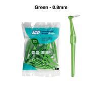 TePe Interdental Brush Angle, Angled Dental Brush for Teeth Cleaning, Pack of 25, 0.8 mm, Large Gaps, Green, Size 5