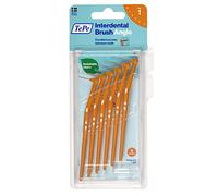 TePe Angle Orange Interdental Brushes (0.45mm - Size 1) / Easy and simple interspace cleaning with long handle and angled neck / 2 x 6 brushes