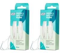 TePe Bridge & Implant Floss, 30pcs, Wide Dental Floss Suitable for Braces, Bridges, and implants, efficient Plaque Remover Tool for in Between The Teeth (Pack of 2)