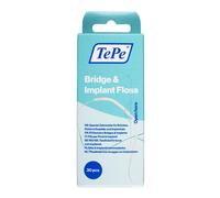 TePe Bridge & Implant Floss, 30pcs, Wide Dental Floss Suitable for Braces, Bridges, and implants, efficient Plaque Remover Tool for in Between The Te