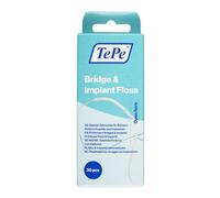 TePe Bridge & Implant Floss, 30pcs, Wide Dental Floss Suitable for Braces, Bridges, and implants, efficient Plaque Remover Tool for in Between The Teeth