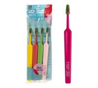 TePe Colour Compact Toothbrush, Extra Soft, Assorted Colours, 4pcs | Toothbrush for older kids and adults with a small brush head, Extra soft bristles, for Healthy gums