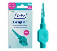 TePe EasyFit, Turquoise, S/M, 6pcs, Plaque Removal, efficient Clean Between the Teeth, Small to Medium Gaps