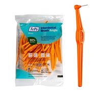 TePe Interdental Brush Angle, Angled Dental Brush for Teeth Cleaning, Pack of 25, 0.45 mm, Extra-Small/Small Gaps, Orange, Size 1