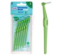 TEPE Interdental Brush Angle, Angled Dental Brush for Teeth Cleaning, Pack of 6, 0.8 mm, Large Gaps, Green, Size 5