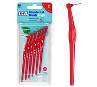 TEPE Interdental Brush Angle Angled Toothbrush for Teeth Cleaning 6 Pieces 0.5mm Extra Small/Small Gaps Red Size 2