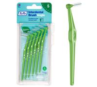 TePe Interdental Brush Angle, Green, 0.8mm/ISO 5, 6pcs, Plaque Remover, Easy and efficient Cleaning Between Teeth, Tooth Floss for Small Gaps