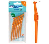 TePe Interdental Brush Angle, Orange, 0.45mm/ISO 1, 6pcs, Interspace Cleaning, Plaque Remover for Teeth with Narrow Gaps, ensures Strong Gums