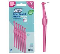 TePe Interdental Brush Angle, Pink, 0.4mm/ISO 0, 6pcs, Interspace Cleaning, Plaque Remover for Teeth with Narrow Gaps, ensures Strong Gums, Carton Pack