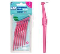 TePe Interdental Brush Angle, Pink, 0.4mm/ISO 0, 6pcs, Interspace Cleaning, Plaque Remover for Teeth with Narrow Gaps, ensures Strong Gums