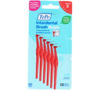 TePe Interdental Brush Angle, Red, 0.5mm/ISO 2, 6pcs, Interspace Cleaning, Plaque Remover for Teeth with Narrow Gaps, ensures Strong Gums and Teeth, Carton Pack