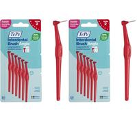 TePe Interdental Brush Angle, Red, 0.5mm/ISO 2, 6pcs, Interspace Cleaning, Plaque Remover for Teeth with Narrow Gaps, ensures Strong Gums and Teeth, Carton Pack (Pack of 2)