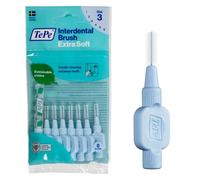 TePe Interdental Brush, Extra Soft, Blue, 0.6mm/ISO 3, 8pcs, Plaque Removal, efficient Clean Between the Teeth, Tooth Floss, for Small Gaps