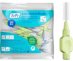 TePe Interdental Brush, Extra Soft, Green, 0.8mm/ISO 5, 20pcs, Plaque Removal,