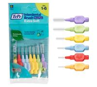 TePe Interdental Brush, Extra Soft, Mixed Pack, 0.45-1.1mm/ISO 1-6, 8pcs, Plaque Removal, flossers for Wide Gaps, from Narrow to Large Gaps