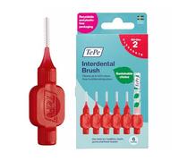 TePe Interdental Brush Original, Soft Dental Brush for Teeth Cleaning, Pack of 6, 0.5 mm, Extra-Small/Small Gaps, Red, Size 2
