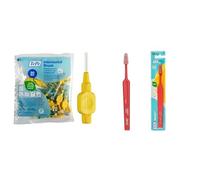 TePe Interdental Brush, Original, Yellow, 0.7mm/ISO 4, 20pcs + TePe Select Toothbrush, Soft, 1pc