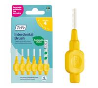 TePe Interdental Brush, Original, Yellow, 0.7mm/ISO 4, 6pcs, efficient Cleaning Between Teeth, Plaque Remover and Dental flosser for Small Gaps, Carton Pack