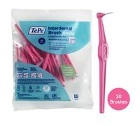 TePe Interdental Brush Angle, Pink, 0.4mm/ISO 0, 20pcs, Interspace Cleaning, Plaque Remover for Teeth with Narrow Gaps, ensures Strong Gums