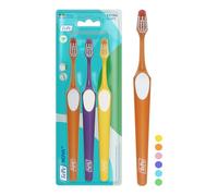 TePe Nova Toothbrush, Extra Soft, Assorted Colours, 3pcs | Longer tip for improved access to back teeth, Toothbrush medium for easy and effective plaque removal