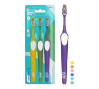 TePe Nova Toothbrush, Soft, Assorted Colours, 3pcs | Longer tip for improved access to back teeth, Toothbrush medium for easy and effective plaque removal