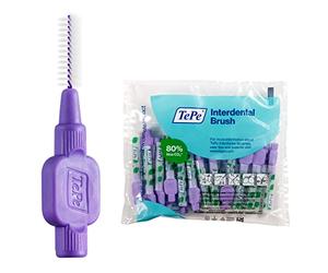 Tepe Purple Interdental Brush 1.1mm 25 Pack | Reusable dental brushes between teeth; color-coded brushes in a range of sizes for gaps, braces, & implants
