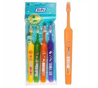 TePe Select Compact Toothbrush, Kids Extra Soft, Mixed Pack, 4pcs, Kids Toothbrush, Soft Bristle Toothbrush for Gentle and efficient Cleaning