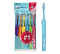 TePe Select Toothbrush, Extra Soft, Assorted Colours, 6pcs | Easy plaque removal with tapered brush head, Extra soft bristle toothbrush for gentle cleaning