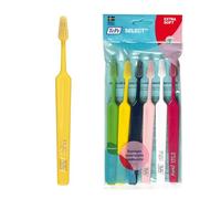TePe Select Toothbrush, Extra Soft, Assorted Colours, 6pcs, Easy Plaque Removal with Tapered Brush Heads, Extra Soft Bristle Toothbrush for Gentle Cleaning