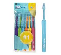 TePe Select Toothbrush, Soft, 6pcs, efficient for Plaque Removal with Tapered Brush Heads, Gentle Cleaning with Soft Bristle Toothbrush