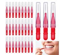 Tepe Style Interdental Brushes for Teeth and Gums, Ultra-Fine 0.5mm Floss Brushes, Home and Travel Oral Care Set (Red-30Pcs)