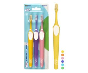 TePe Supreme Compact Toothbrush, Soft, Assorted Colours, 3pcs