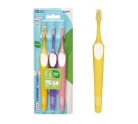 TePe Supreme Compact Toothbrush, Soft, Assorted Colours, 3pcs Blister, Two-Level filaments for Excellent Reach, Small Head Toothbrush for Kids