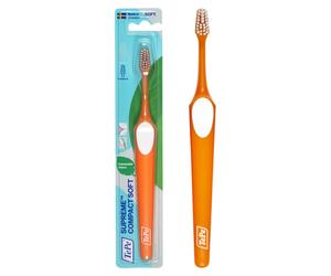 TEPE Supreme Compact Toothbrush Soft Bristle Toothbrush Tapered Brush Head for Sensitive Teeth and Gum Care Adult 1 Pack