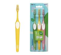TePe Supreme Toothbrush, Soft, Assorted Colours, 3pcs, Plaque Remover, efficient Cleaning with Two-Level filaments, Soft Bristle Toothbrush