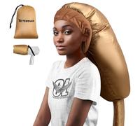 TEPENAR Bonnet Hair Dryer Attachment: Upgraded Extra Large Hooded Hair Dryer Adjustable Soft Blow Dryer Caps - Easy to Use for Natural Curly Textured Hair Care Styling Fast Drying - Gold