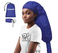 TEPENAR Bonnet Hair Dryer Attachment: Upgraded Extra Large Hooded Hair Dryer Adjustable Soft Blow Dryer Caps - Easy to Use for Natural Curly Textured Hair Care Styling Fast Drying - Dark Blue