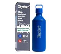 Tepist ThirtyO 30oz Stainless Steel Bottle Compatible with Sodastream Machines | Powder Coated Blue | Vacuum Sealed | Double Walled | Leak-Proof | Easy to Carry | Reusable Bottle