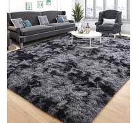 Tepook Soft Fluffy Area Rug for Bedroom, Modern Shaggy Rugs for Living Room, 3x5 Fuzzy Rug for Kids Boys Girls Room, Plush Indoor Nursery Home Decor Rug with Non-Slip Bottom, Tie-dye Dark Grey