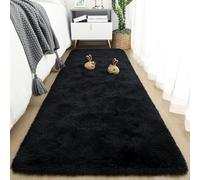 Tepook Soft Runner Rugs for Bedroom 2x6 ft with Rubber Backing, Black Fluffy Rugs for Living Room, Shag Bedside Rug Fuzzy Plush Carpet for Room, Area Rug for Dorm Nursery Hallway Indoor Home Decor