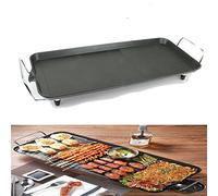 Teppanyaki and Breakfast Grill Large Non-stick Solid Electric 1500kW Griddle & Wooden Spatulas - Temperature Control - 48 x 27 x 8 cm