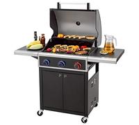 Tepro Keansburg 3 Burner Gas BBQ Grill - 128 x 114cm | Outdoor Barbecue & Piezo Ignition Powerzone Burner & Lid | Side Tables, a Warming Rack & Thermometer | Garden Cooking