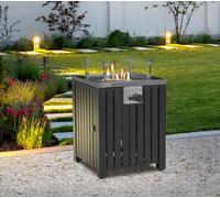 Tepro Outdoor Gas Fire Pit with Fire Guard - W50 x D50 x H62 cm | Premium & Safe Piezo Ignition, Stainless Steel Burner, Gas Hose & Regulator for Garden | with Cover & Lava Stones | Grey